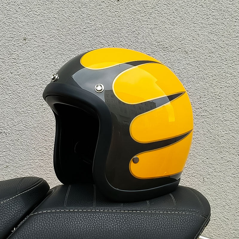 AeroGuard Retro Motorcycle Helmet, DOT & ECE Certified, Fiberglass Shell