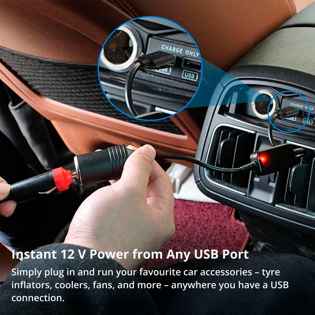 VoltMate 12V-aansluitingsconverter, maakt van elke USB-poort een autoaansluiting