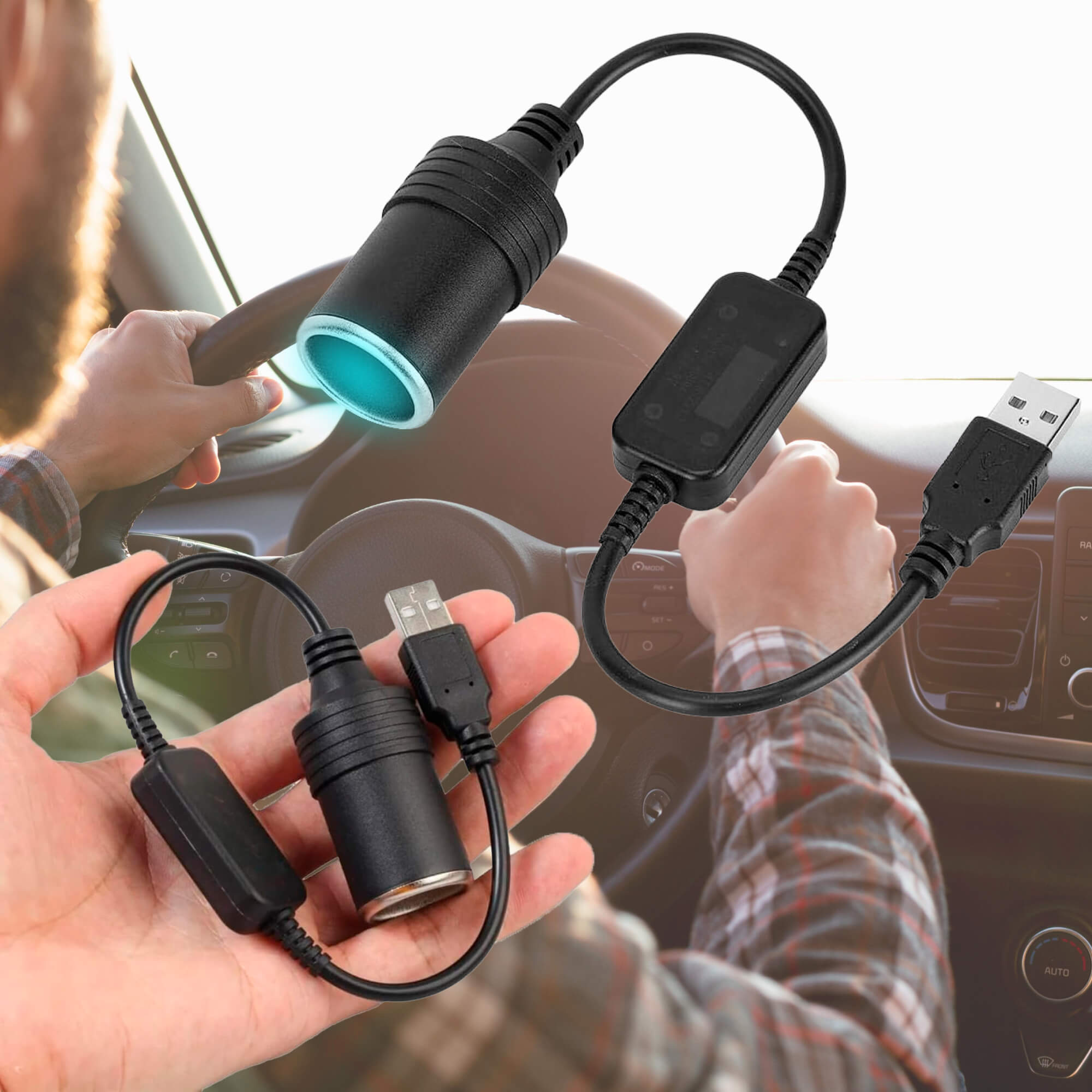 VoltMate 12V-aansluitingsconverter, maakt van elke USB-poort een autoaansluiting
