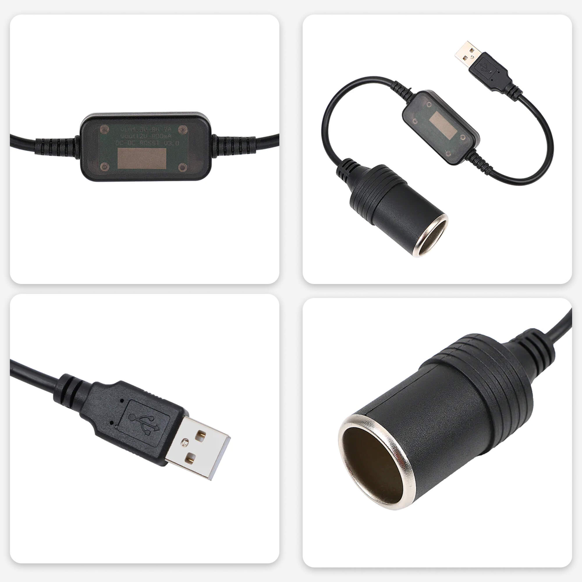 VoltMate 12V-aansluitingsconverter, maakt van elke USB-poort een autoaansluiting