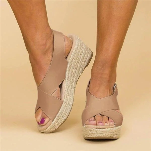 Espadrile negre cu toc ortopedic și barete elastice, pentru ținute elegante de vară | Fioriscas