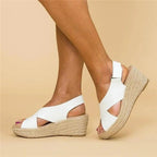 Espadrile negre cu toc ortopedic și barete elastice, pentru ținute elegante de vară | Fioriscas