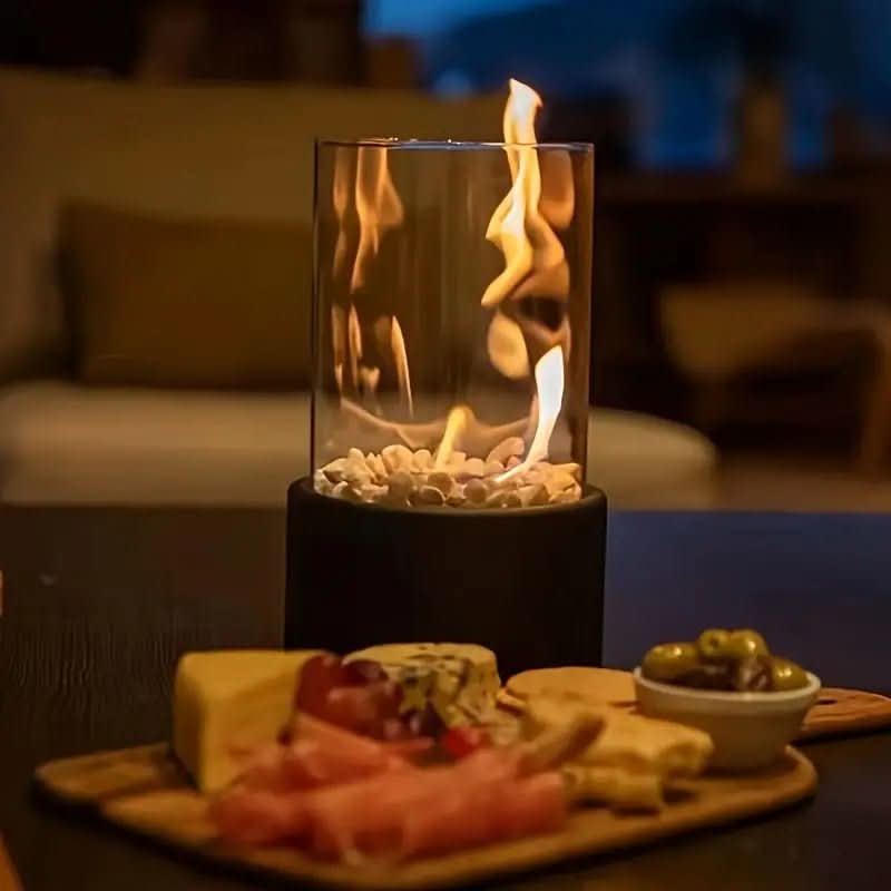 Moderner Tischkamin mit echten Flammen und rauchloser Bioethanol-Befeuerung - Fioriscas