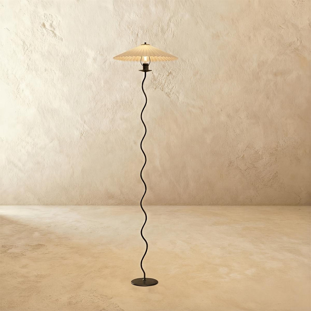 Serpentine lenvászon lámpaernyő állólámpa art deco stílusban, vintage ihletésű  