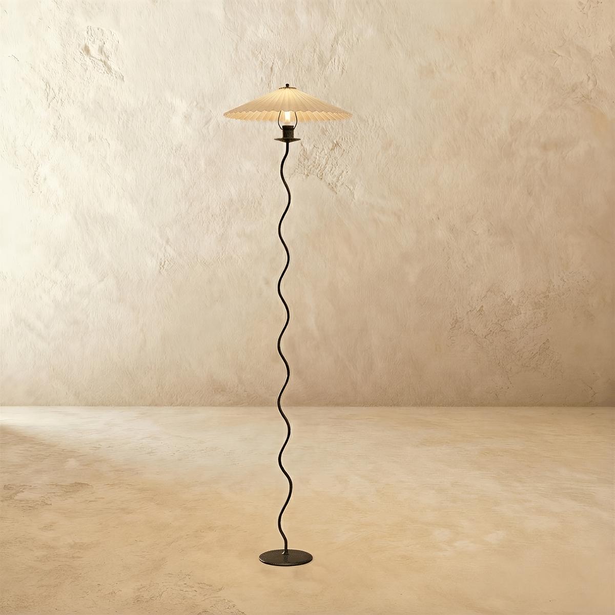 Serpentine lenvászon lámpaernyő állólámpa art deco stílusban, vintage ihletésű  