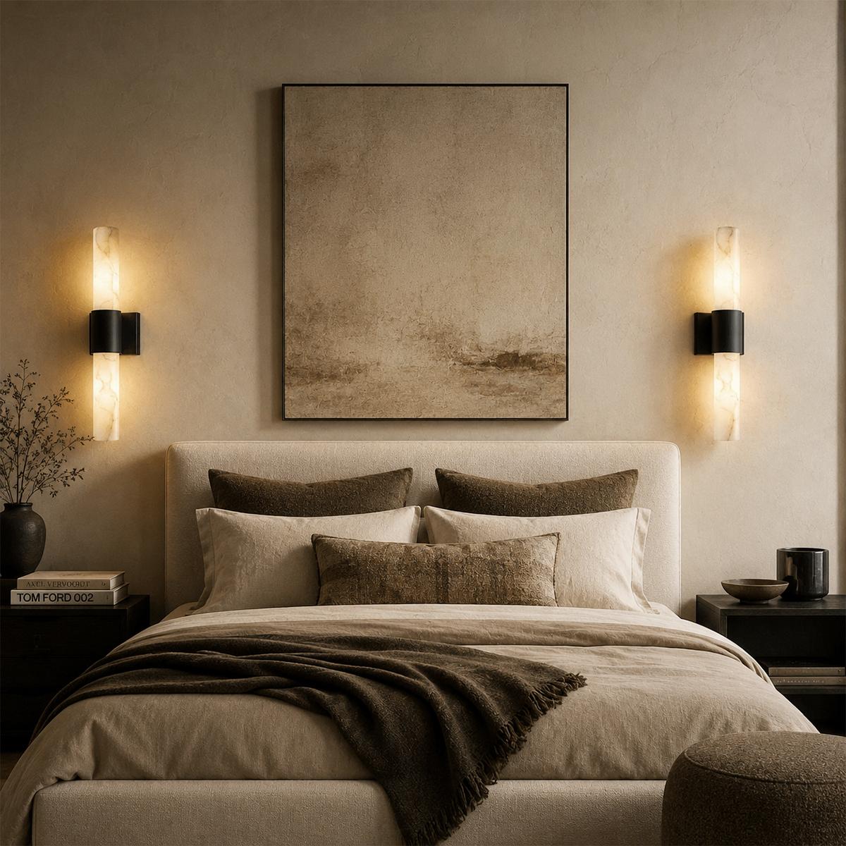 Aplique de pared Aurora de cobre y mármol para pasillos modernos