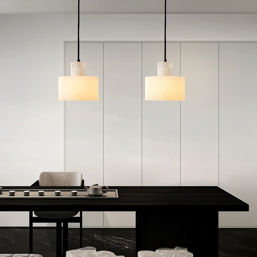 Alabaster Pendelleuchte Doppelte zylindrische Form | Fioriscas