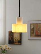 Alabaster Pendelleuchte Doppelte zylindrische Form | Fioriscas