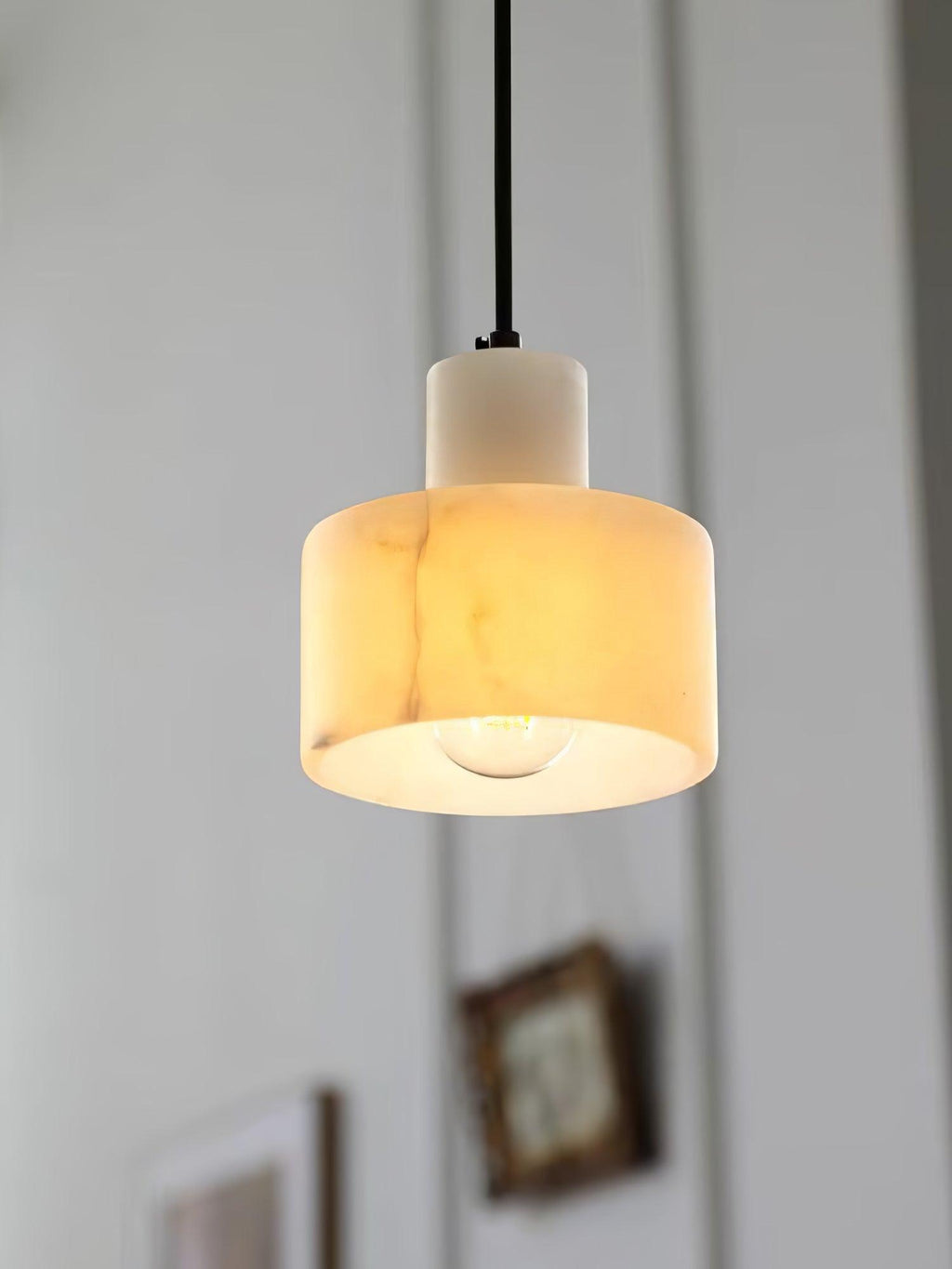 Alabaster Pendelleuchte Doppelte zylindrische Form | Fioriscas