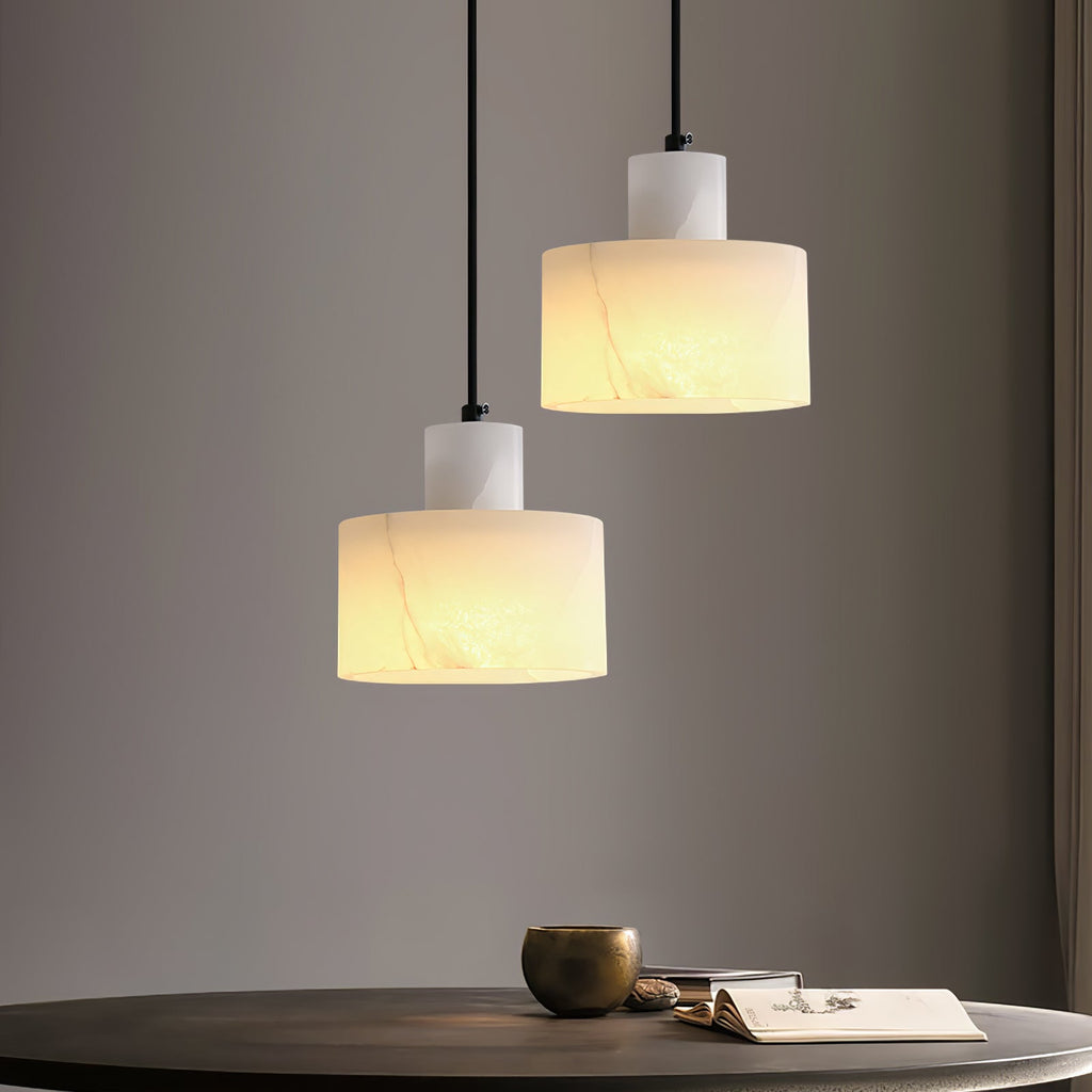 Alabaster Pendelleuchte Doppelte zylindrische Form | Fioriscas