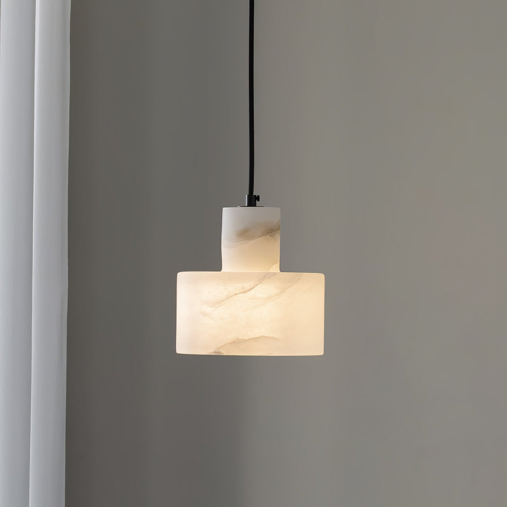 Alabaster Pendelleuchte Doppelte zylindrische Form | Fioriscas