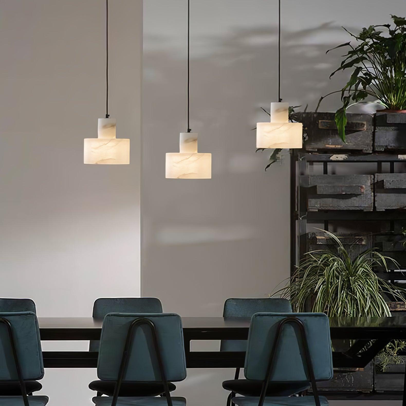 Alabaster Pendelleuchte Doppelte zylindrische Form | Fioriscas