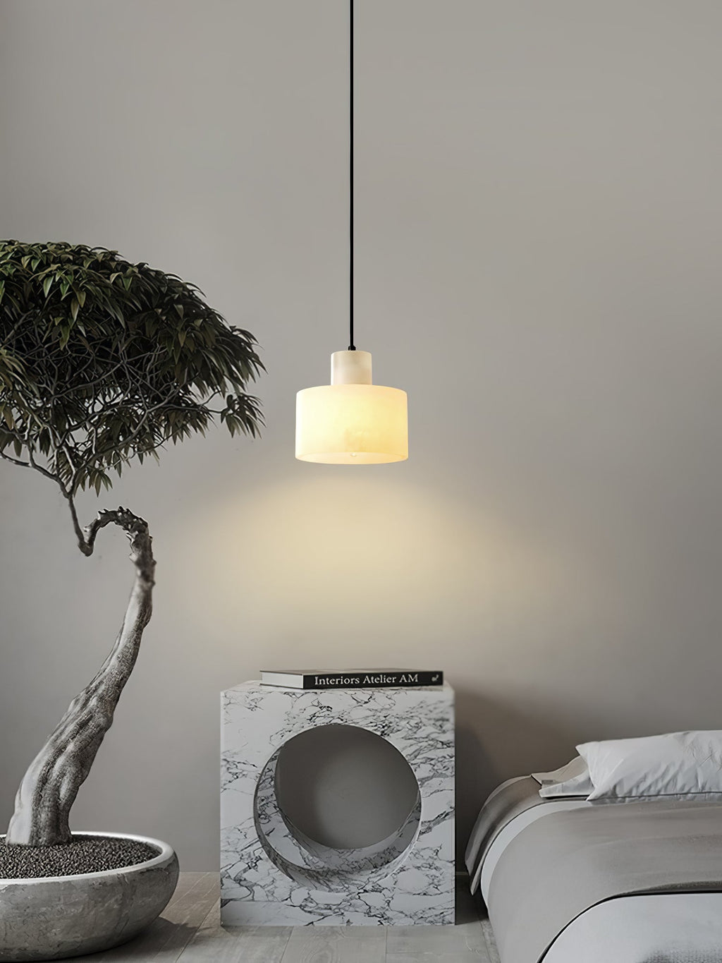 Alabaster Pendelleuchte Doppelte zylindrische Form | Fioriscas