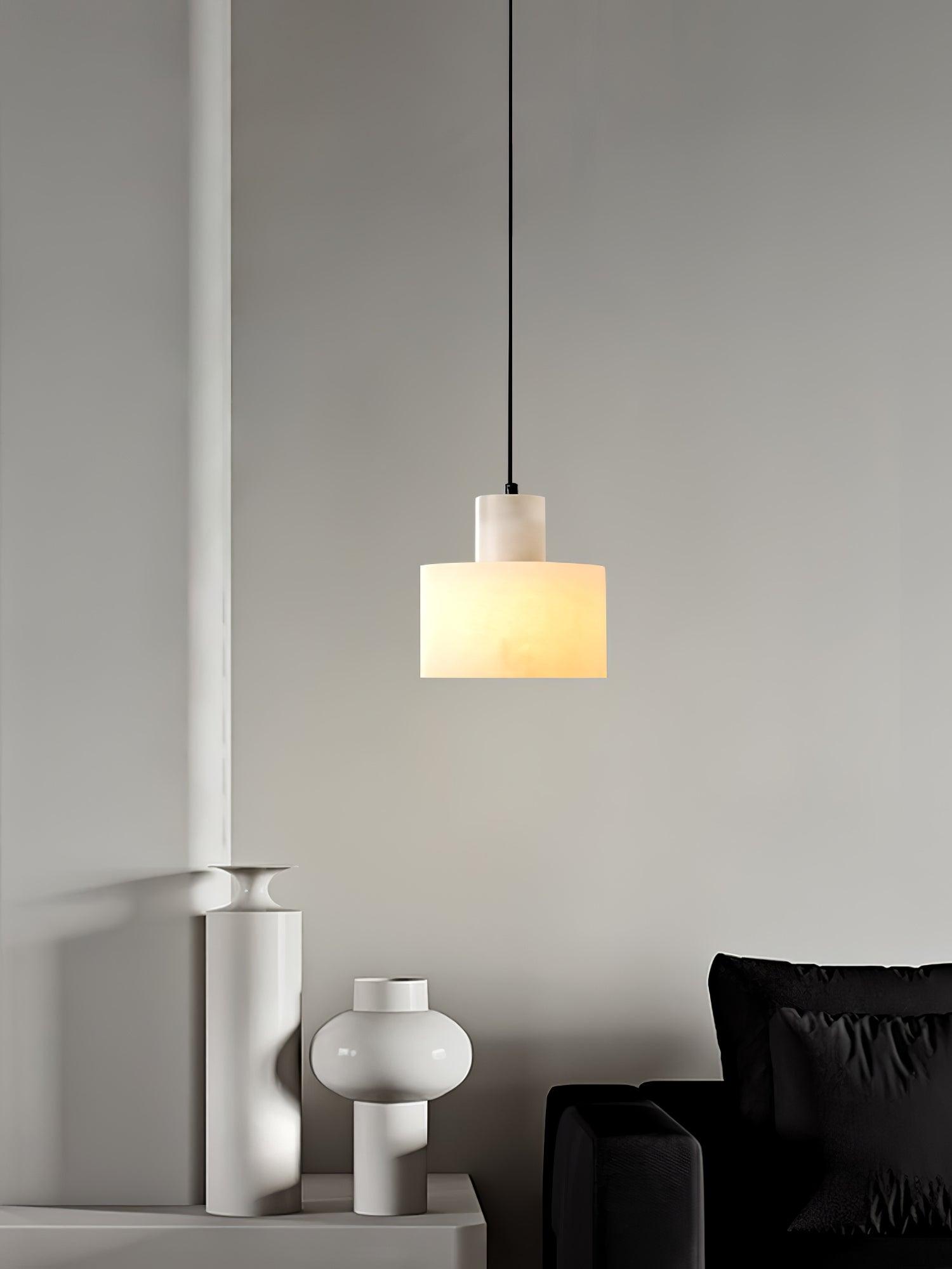 Alabaster Pendelleuchte Doppelte zylindrische Form | Fioriscas