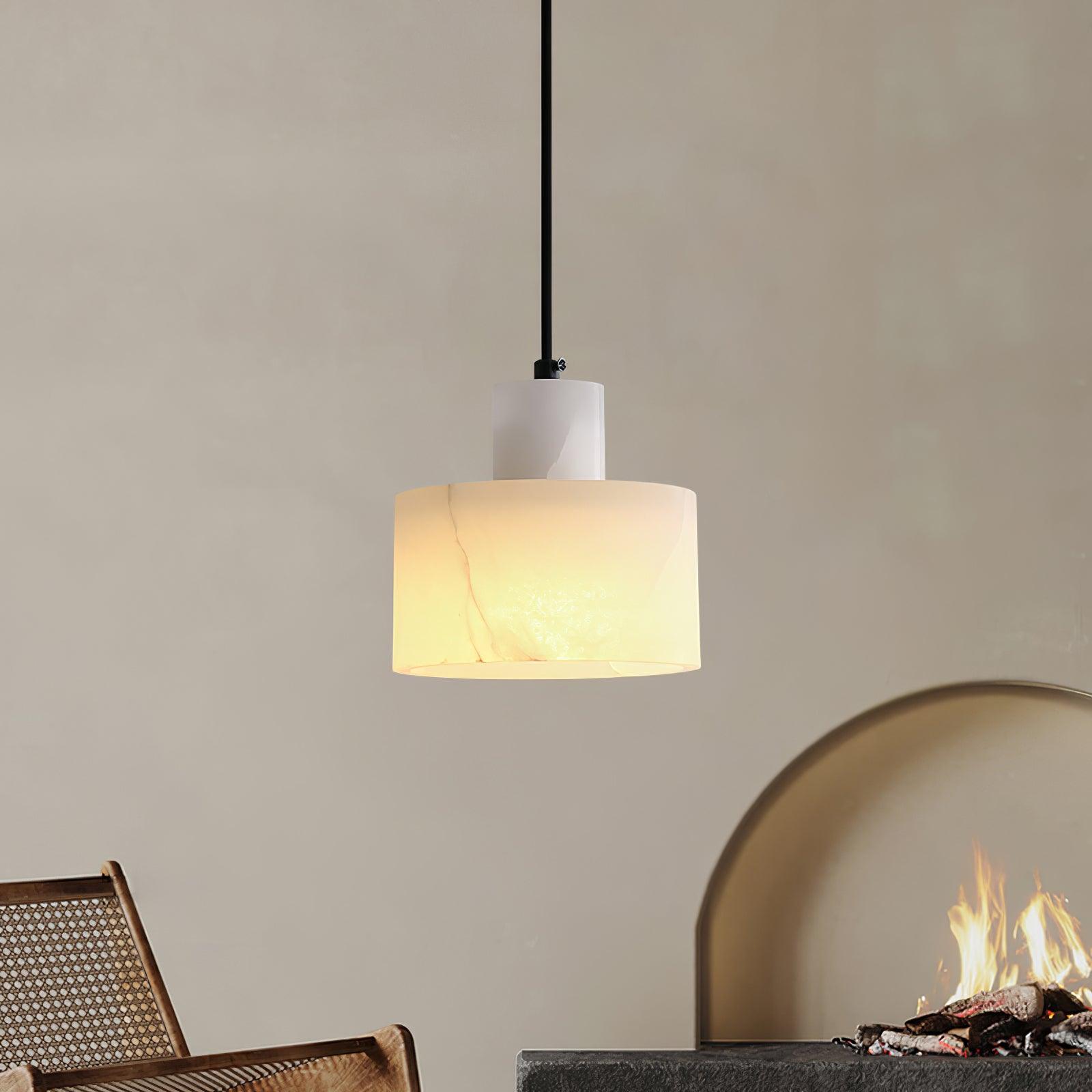 Alabaster Pendelleuchte Doppelte zylindrische Form | Fioriscas