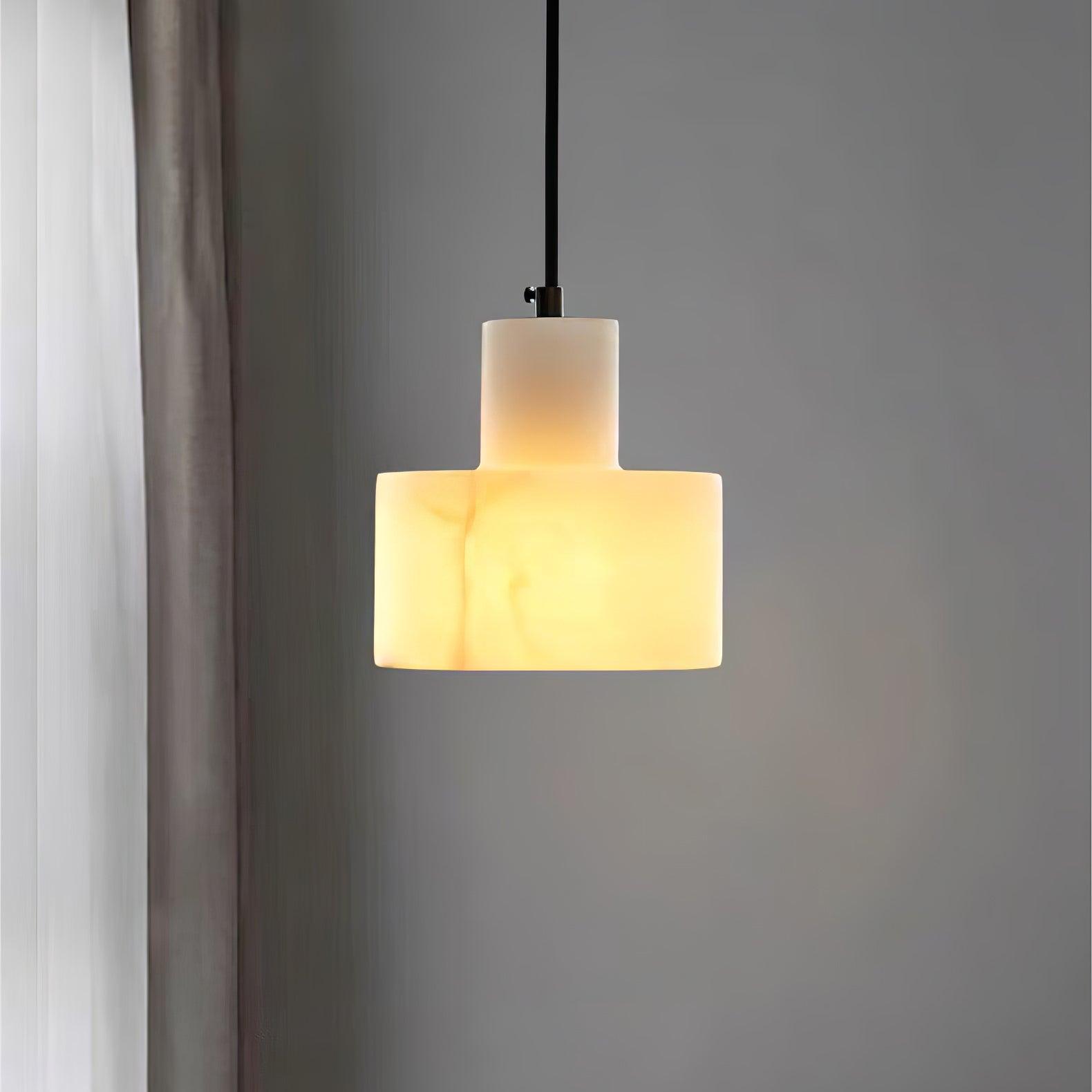 Alabaster Pendelleuchte Doppelte zylindrische Form | Fioriscas
