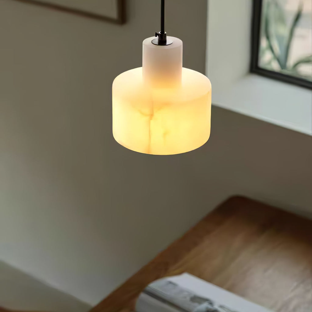 Alabaster Pendelleuchte Doppelte zylindrische Form | Fioriscas