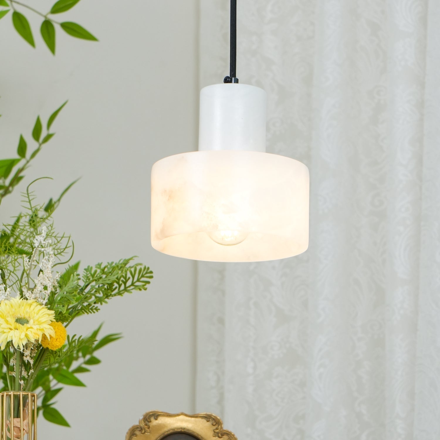 Alabaster Pendelleuchte Doppelte zylindrische Form | Fioriscas