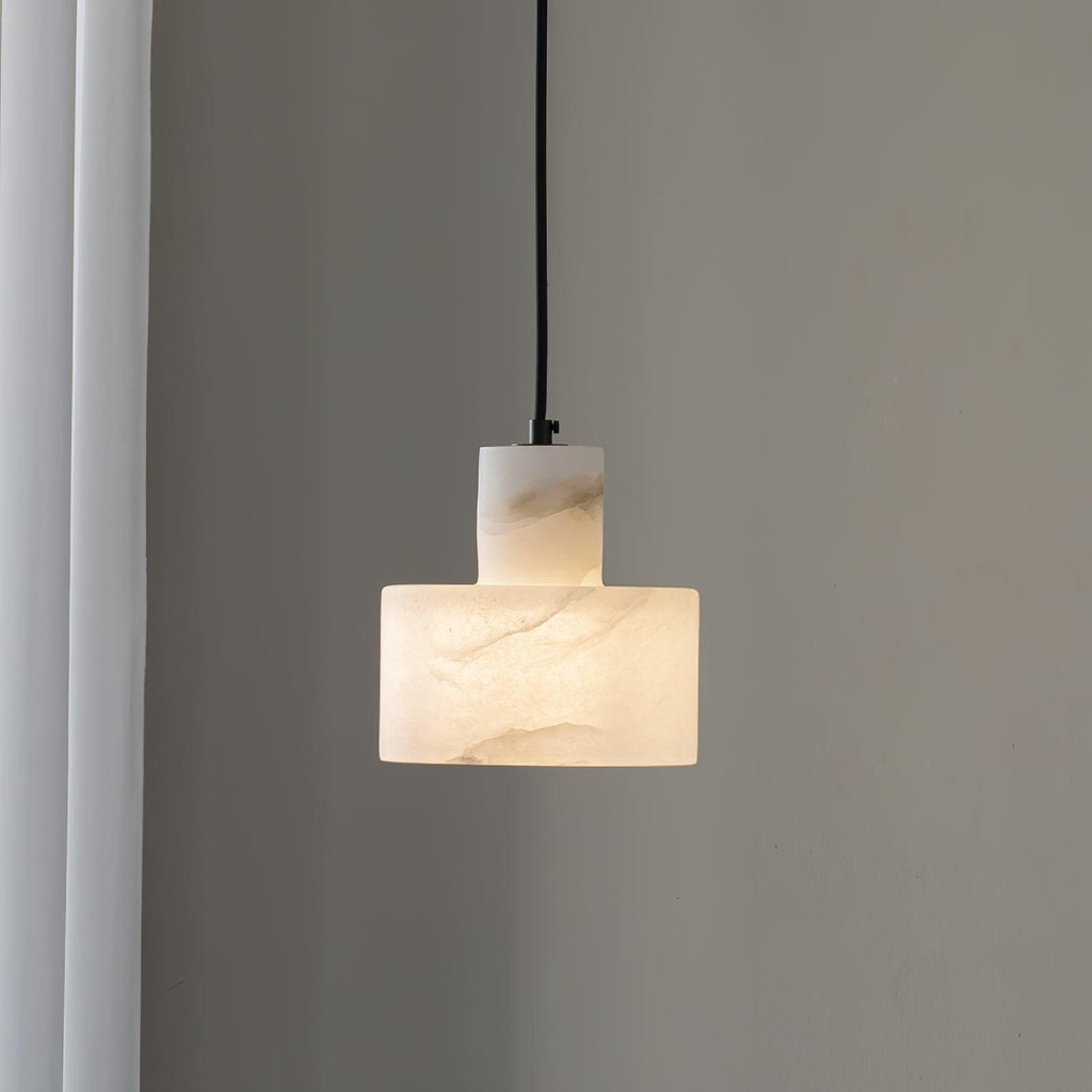 Alabaster Pendelleuchte Doppelte zylindrische Form | Fioriscas