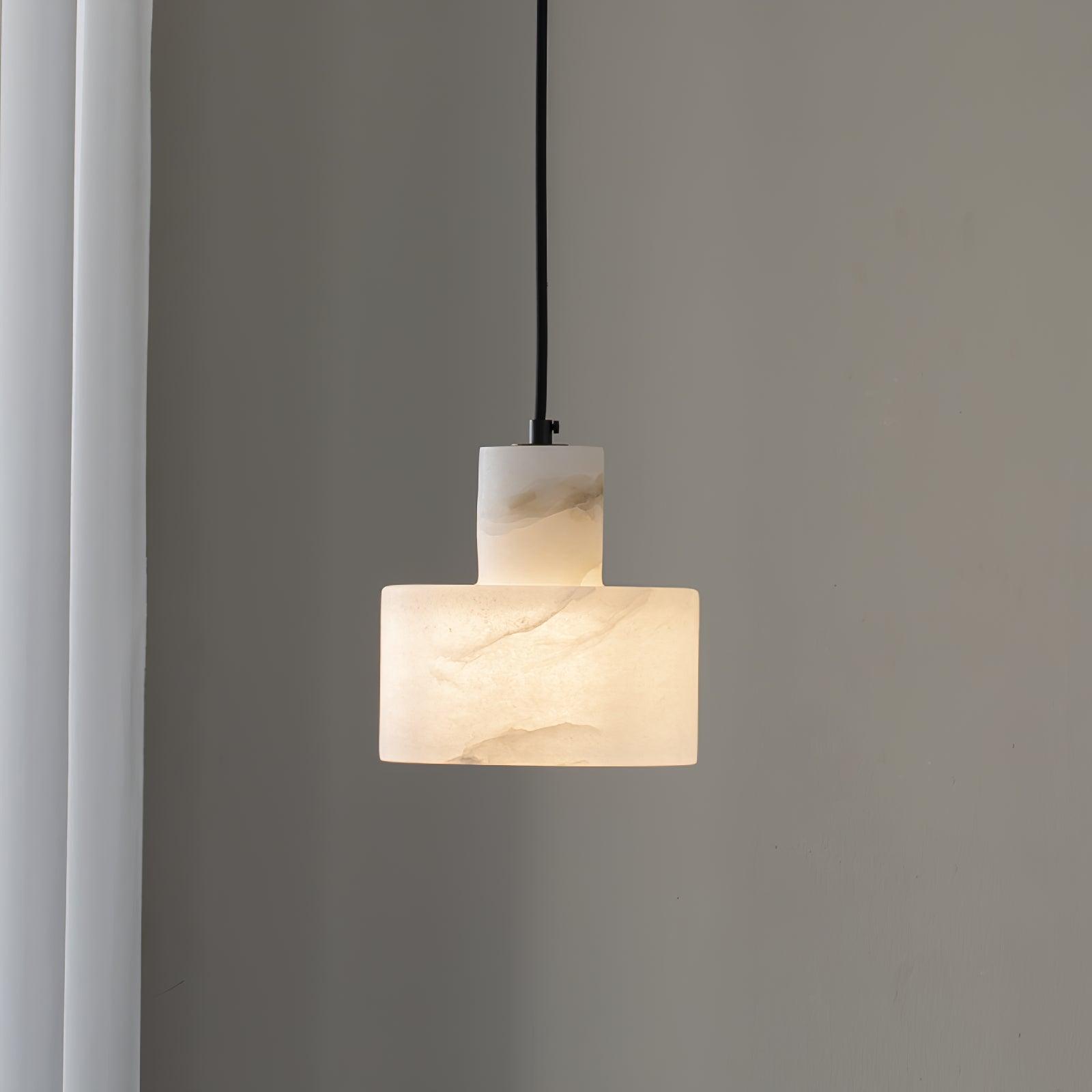Alabaster Pendelleuchte Doppelte zylindrische Form | Fioriscas