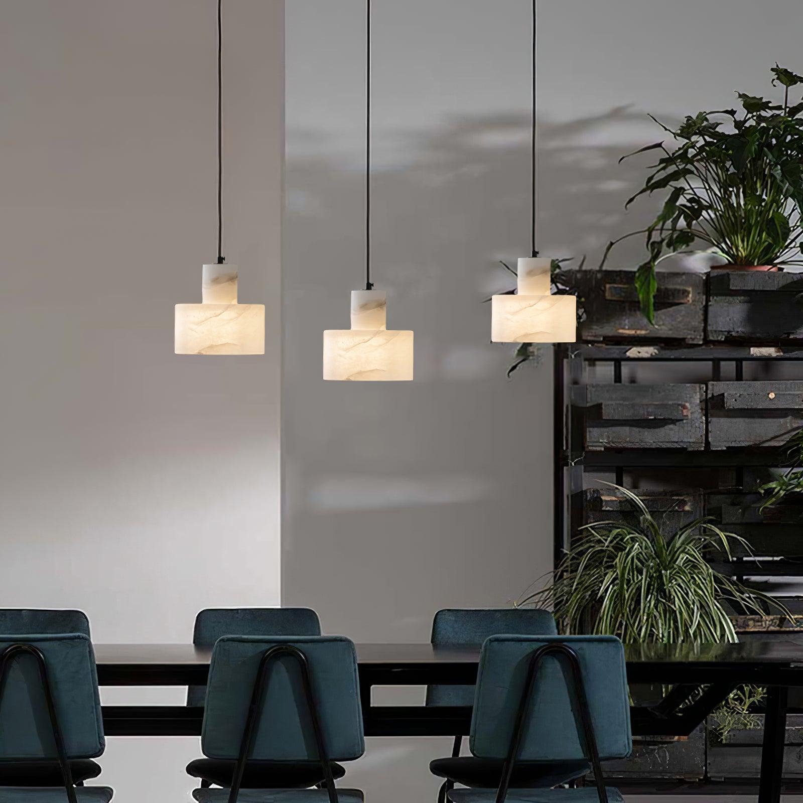Alabaster Pendelleuchte Doppelte zylindrische Form | Fioriscas