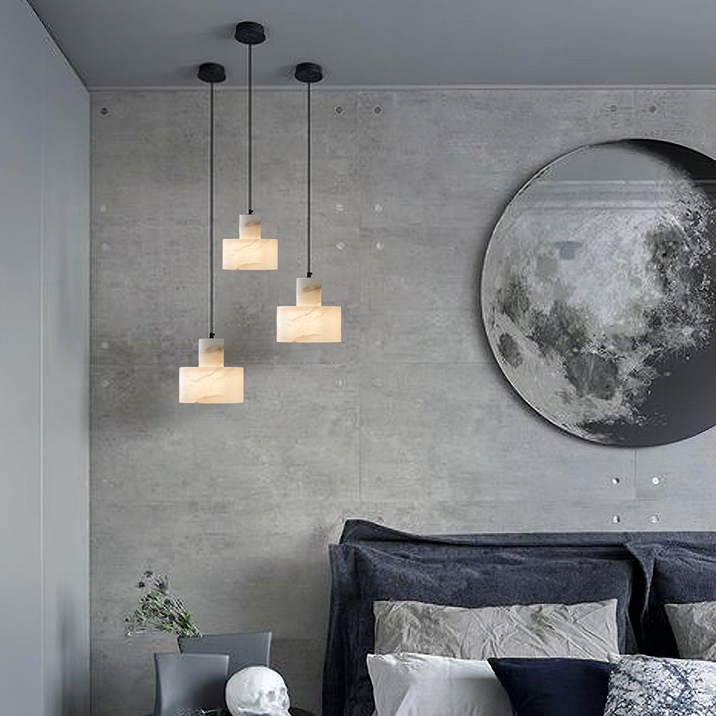 Alabaster Pendelleuchte Doppelte zylindrische Form | Fioriscas