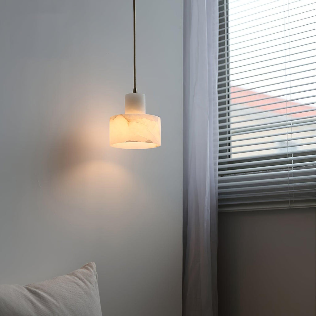 Alabaster Pendelleuchte Doppelte zylindrische Form | Fioriscas