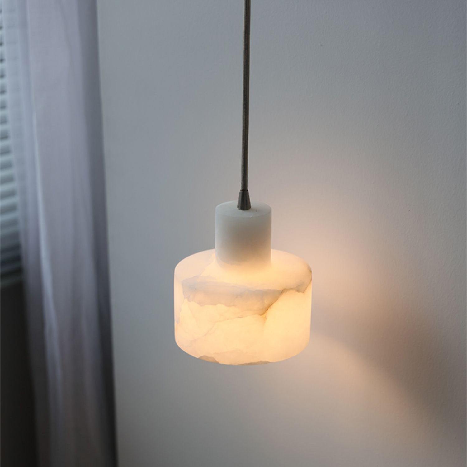 Alabaster Pendelleuchte Doppelte zylindrische Form | Fioriscas