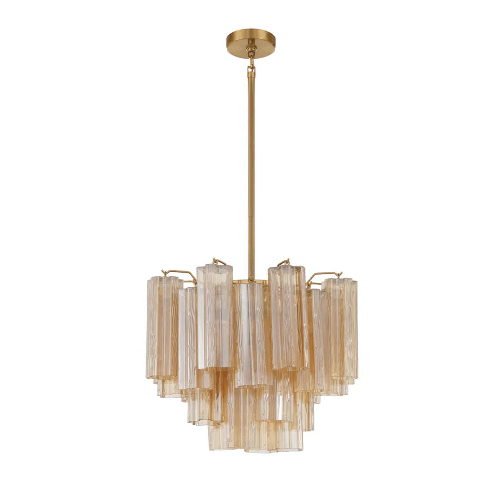Aurora Murano Chandelier Glass Tube Layered Amber - Neutralighting