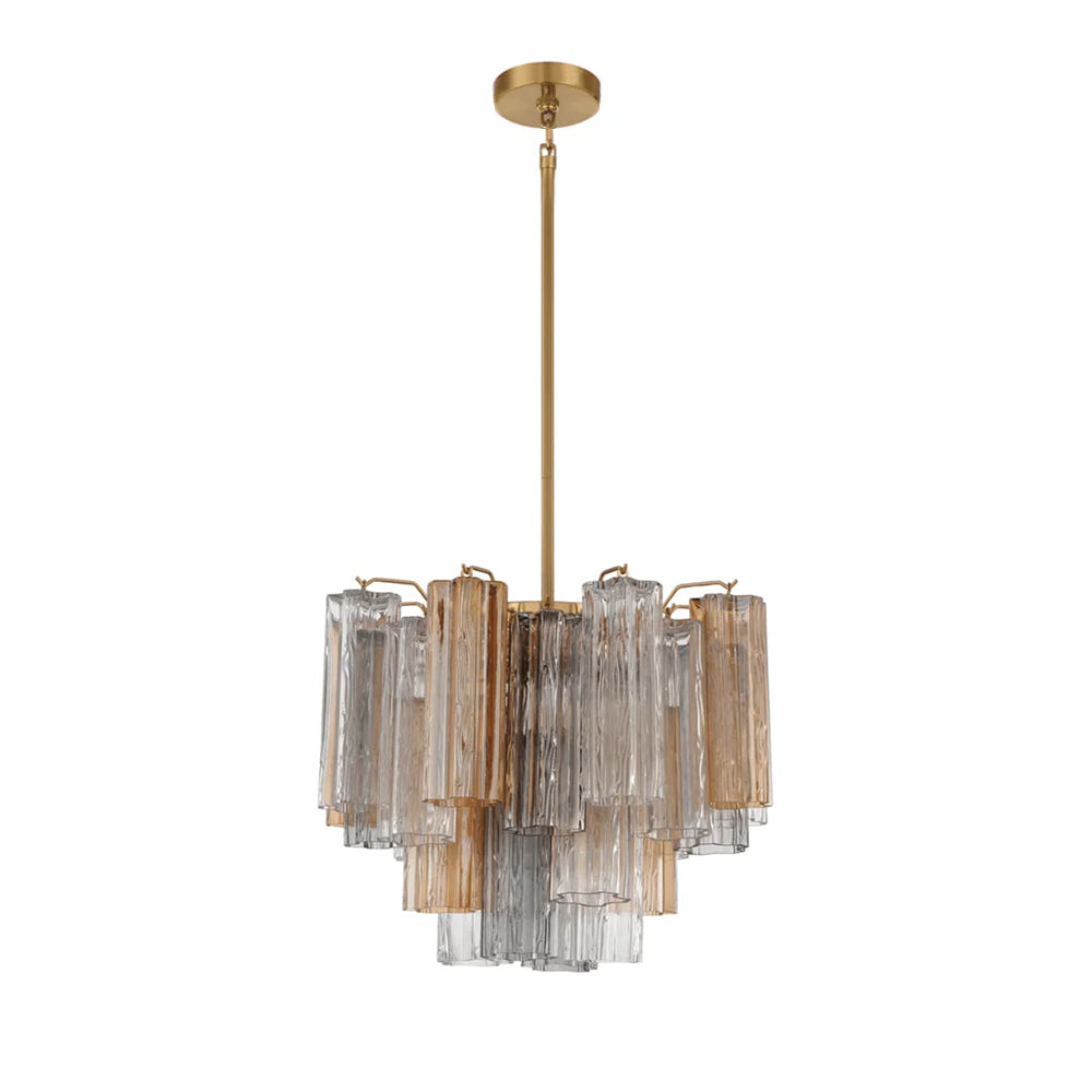 Aurora Murano Chandelier Glass Tube Layered Amber - Neutralighting