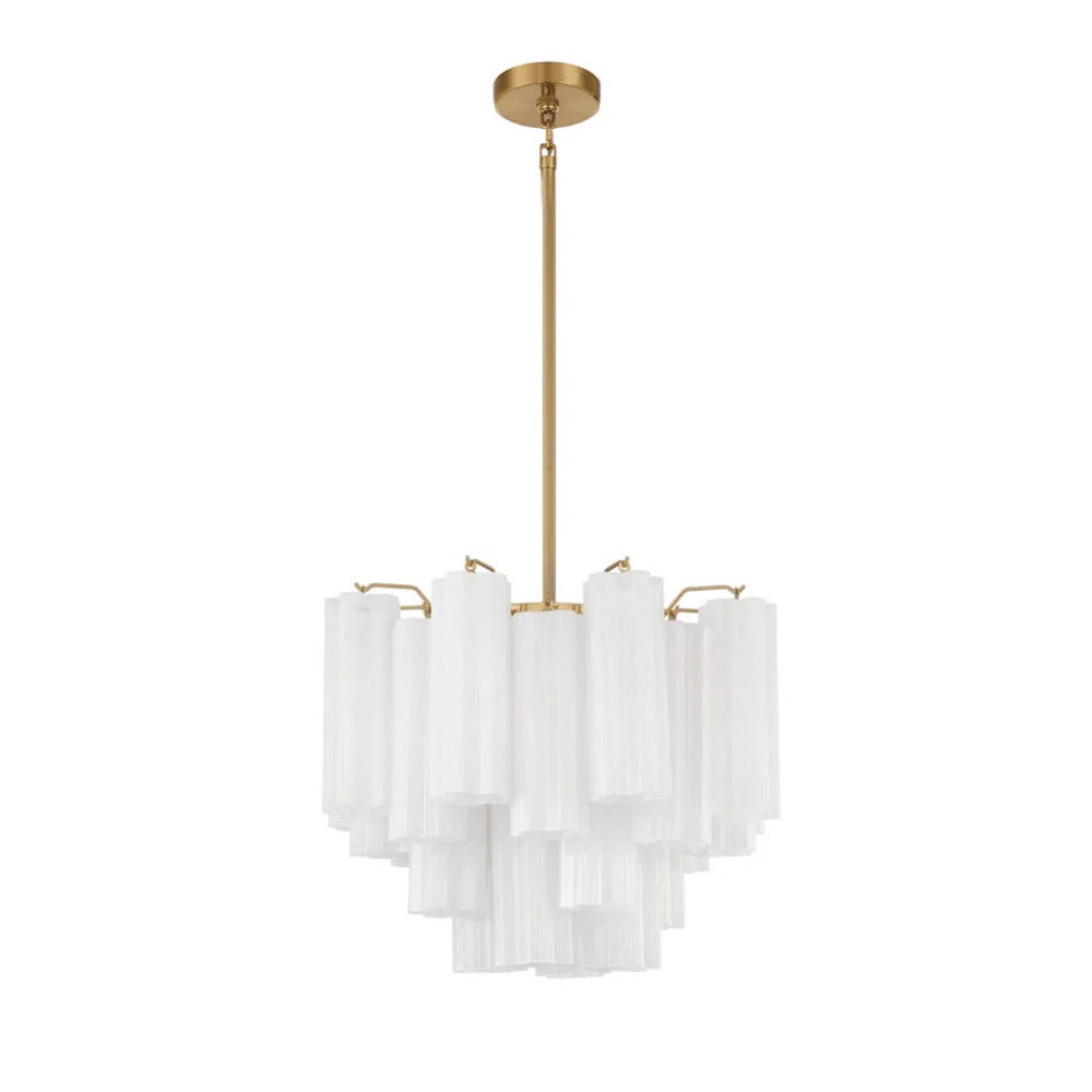 Lampadario Murano in vetro a tubi stratificati ambra Lustra | Fioriscas