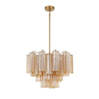 Aurora Murano Chandelier Glass Tube Layered Amber - Neutralighting