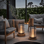Marinell Ribbed-Glass Outdoor Lantern, Solar Or Electric, Waterproof