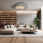 Wabi-Sabi Ceiling Light With Fabric Shade And Nickel Finish