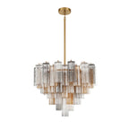 Aurora Murano Chandelier Glass Tube Layered Amber - Neutralighting