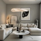 Lyra LED-lysekrone med lagdelt silke-bladskærm, nordisk design
