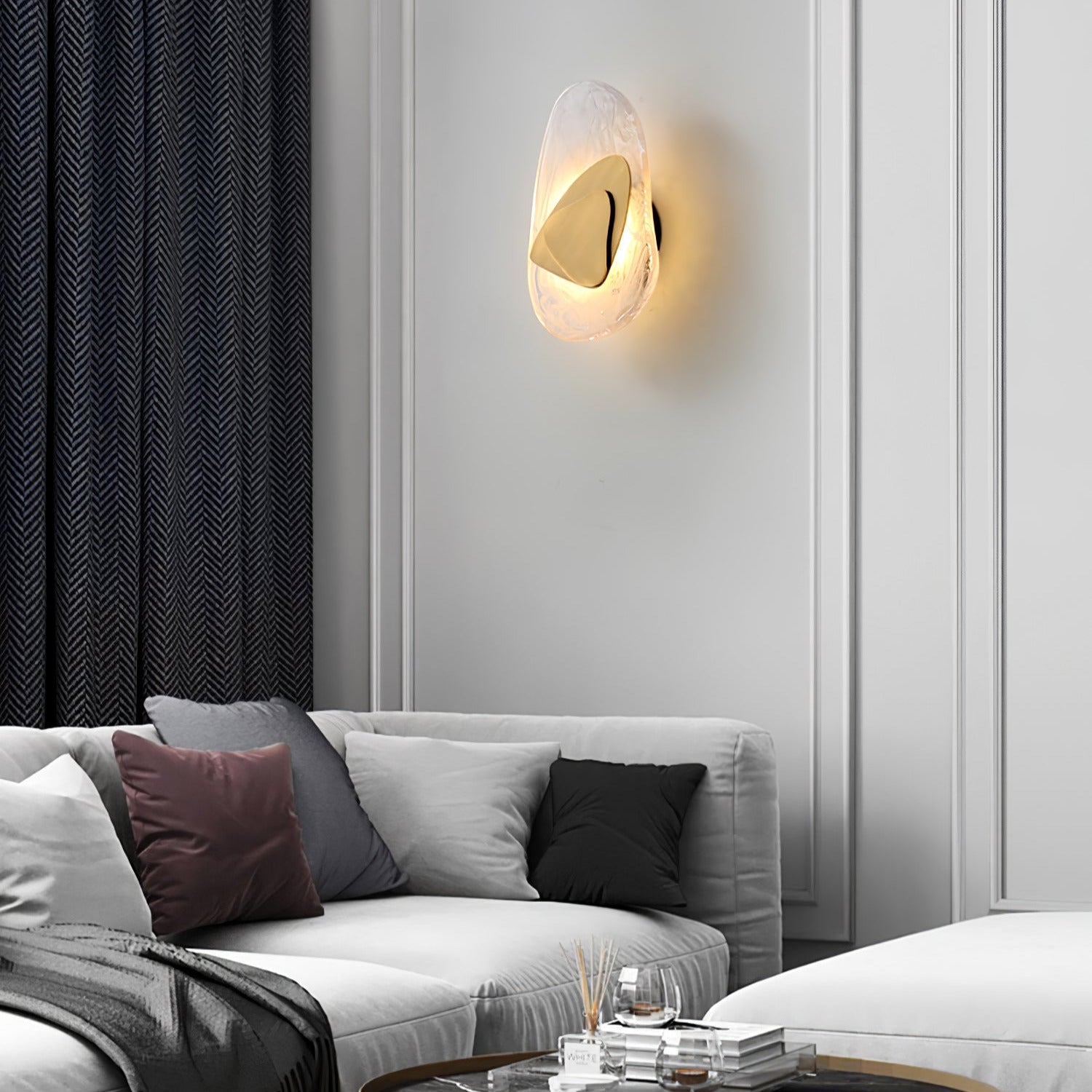 Beatrice Künstlerische schwarze Glas-Wandlampe | Fioriscas