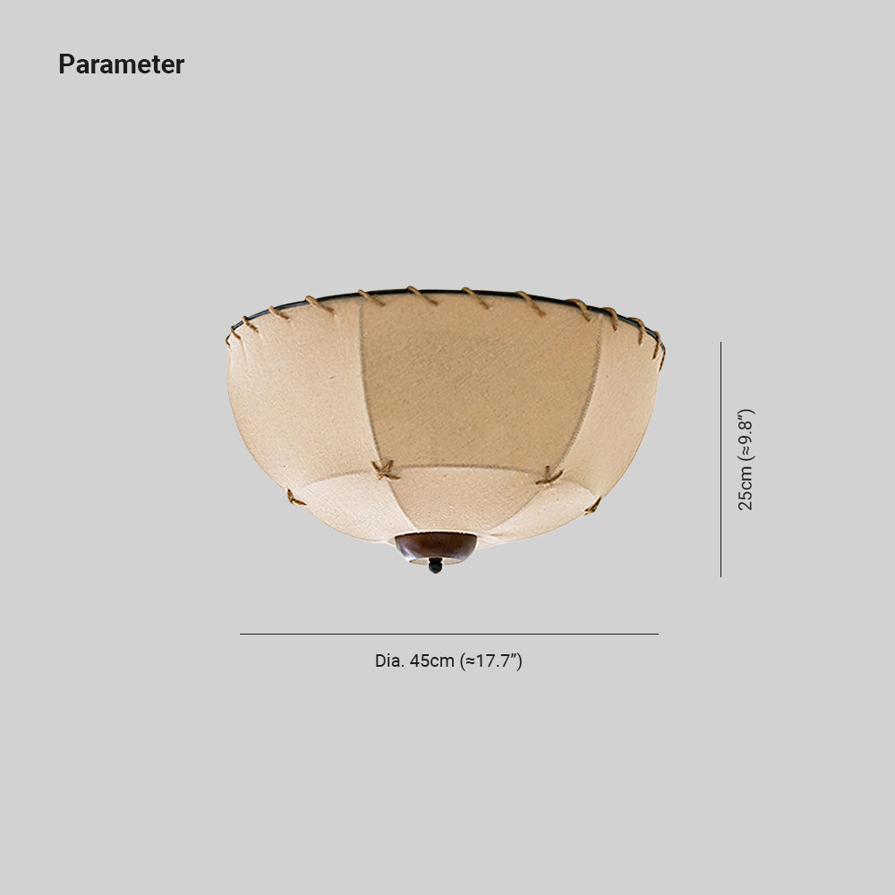 Deckenleuchte Handgefertigter Schirm Holz und Stoff Rustikales Design | Fioriscas