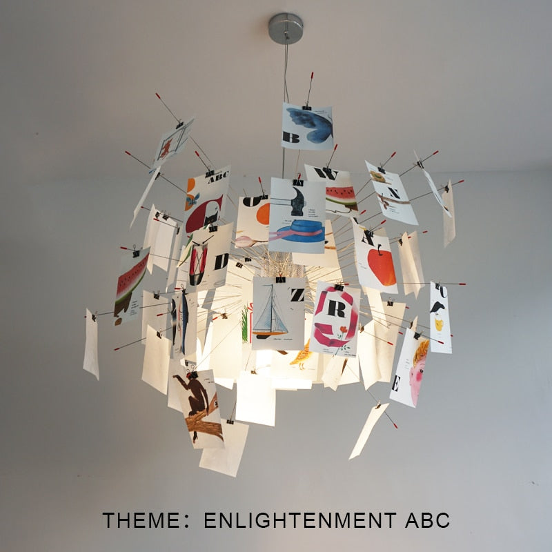 Ingo Maurer Zettel'z 6 Pendant | Personalizable Paper Chandelier, DIY Hanging Note Fixture