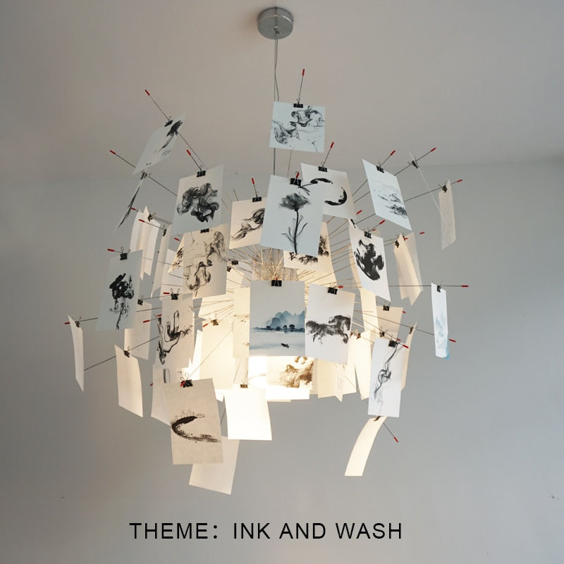 Ingo Maurer Zettel'z 6 Pendant | Personalizable Paper Chandelier, DIY Hanging Note Fixture