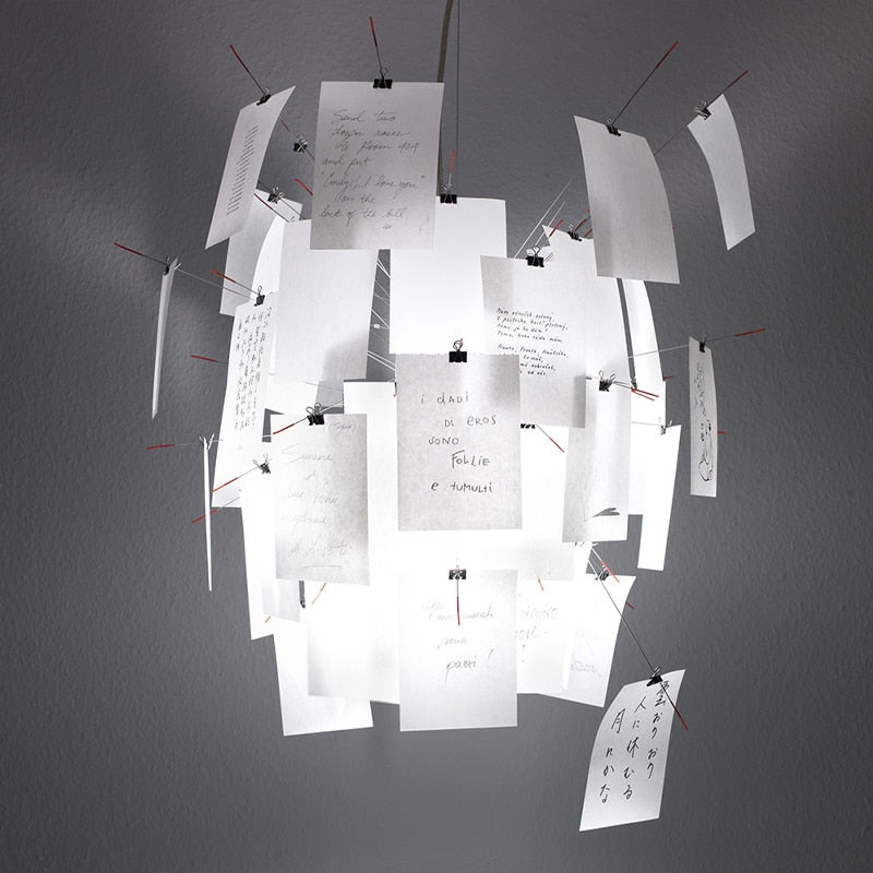 Ingo Maurer Zettel'z 6 Pendant | Personalizable Paper Chandelier, DIY Hanging Note Fixture