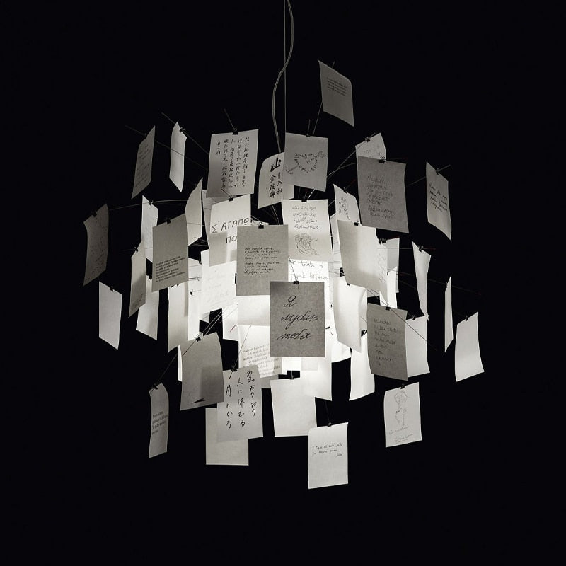 Ingo Maurer Zettel'z 6 Pendant | Personalizable Paper Chandelier, DIY Hanging Note Fixture