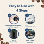 Dispositivo compacto para espresso com pressão de 20 bar e bateria de 7500mAh, para viagens | Fioriscas