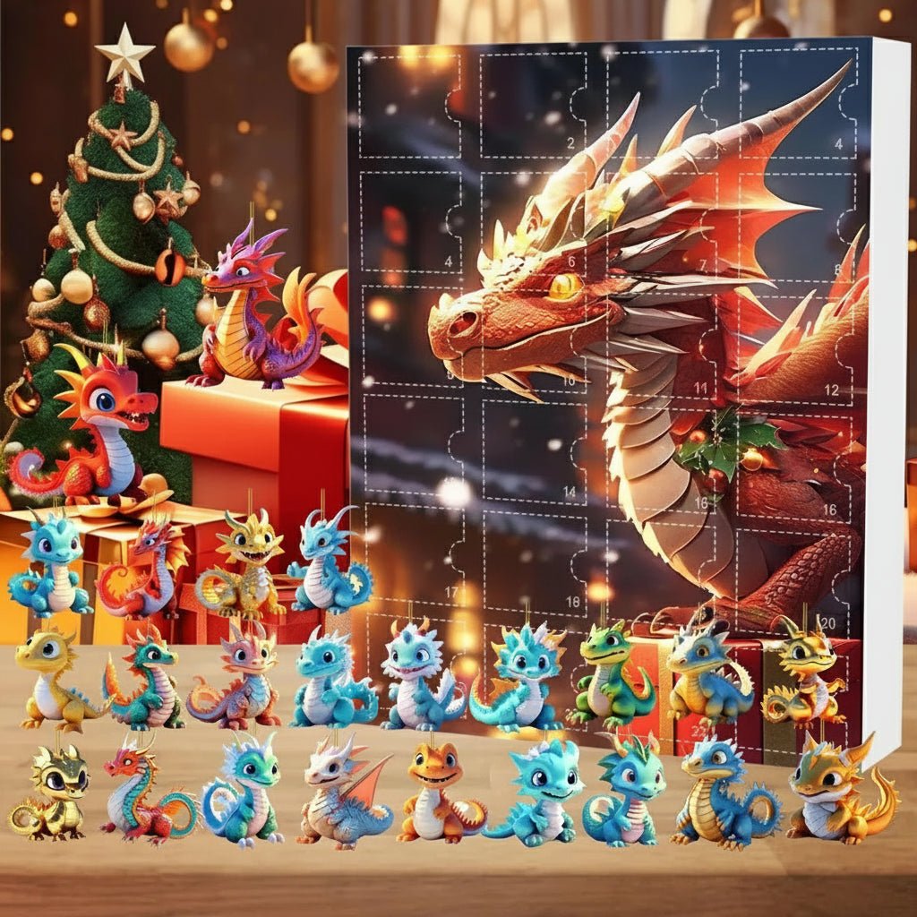 Calendário do Advento do dragão de 24 dias com pendentes adoráveis - Fioriscas