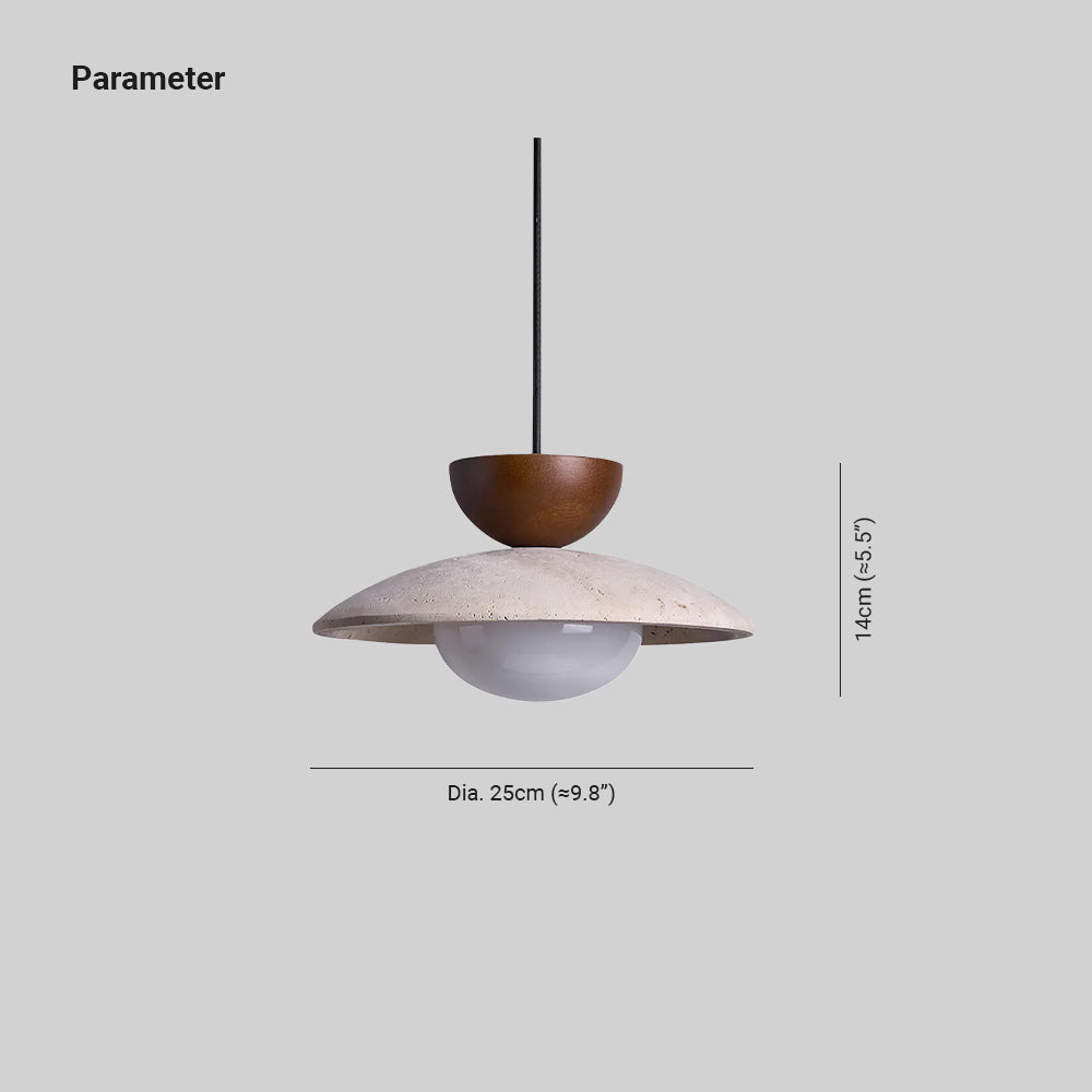 Aurea-pendellampe i træ og travertin til entréer og spiseområder