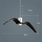 Hanglamp van hars met vogelsilhouet en warm of wit licht