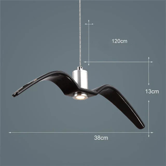 Hanglamp van hars met vogelsilhouet en warm of wit licht