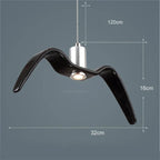 Hanglamp van hars met vogelsilhouet en warm of wit licht