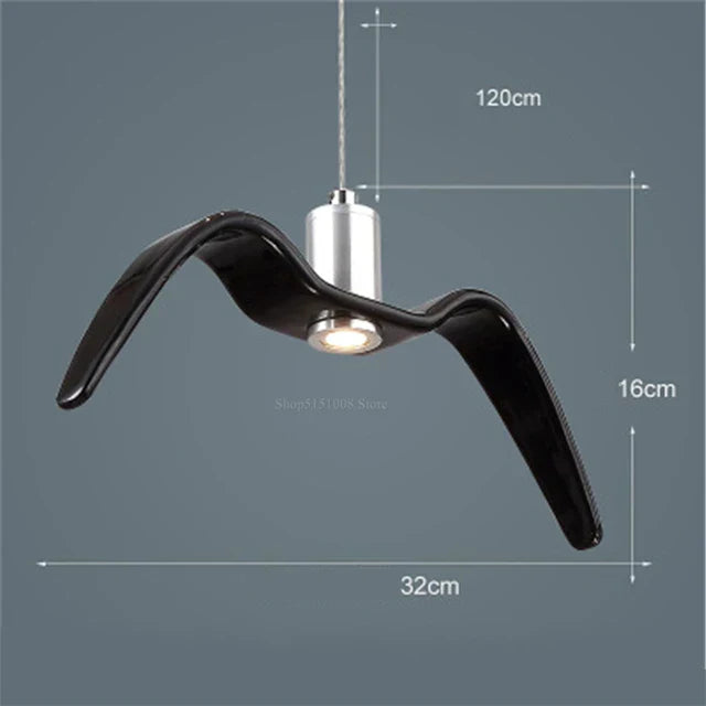Hanglamp van hars met vogelsilhouet en warm of wit licht
