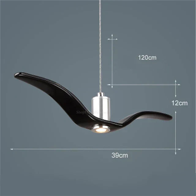 Hanglamp van hars met vogelsilhouet en warm of wit licht